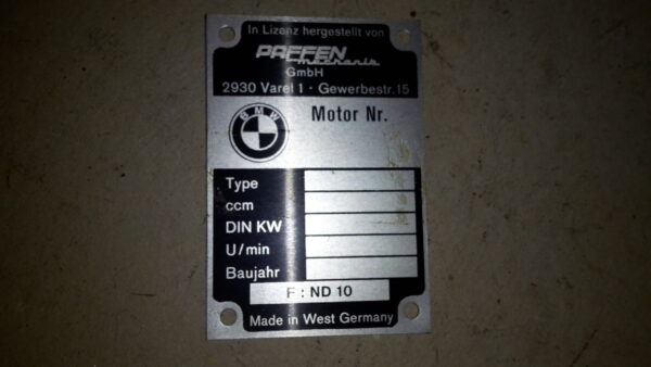 BMW TYPENSCHILD FÜR KRAKA T22-03-19