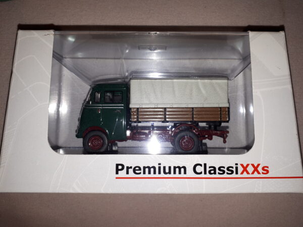 PREMIUM CLASSIXXS MERCEDES-BENZ L319 „PRITSCHE“ DUNKEL GRÜN 1:43, AUFLAGE 500ST.