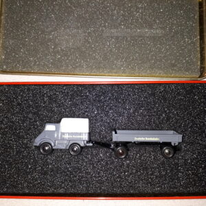 SCHUCO BLECHDOSE UNIMOG 401 MIT ANHÄNGER „DEUTSCHE BUNDESBAHN“ IDEE & SPIEL 2002