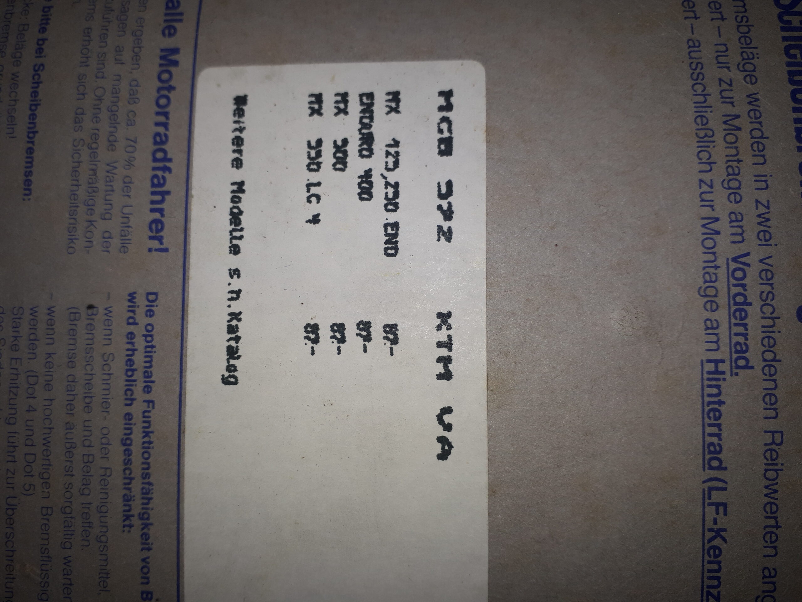 GIRLING MCB 572, KTM