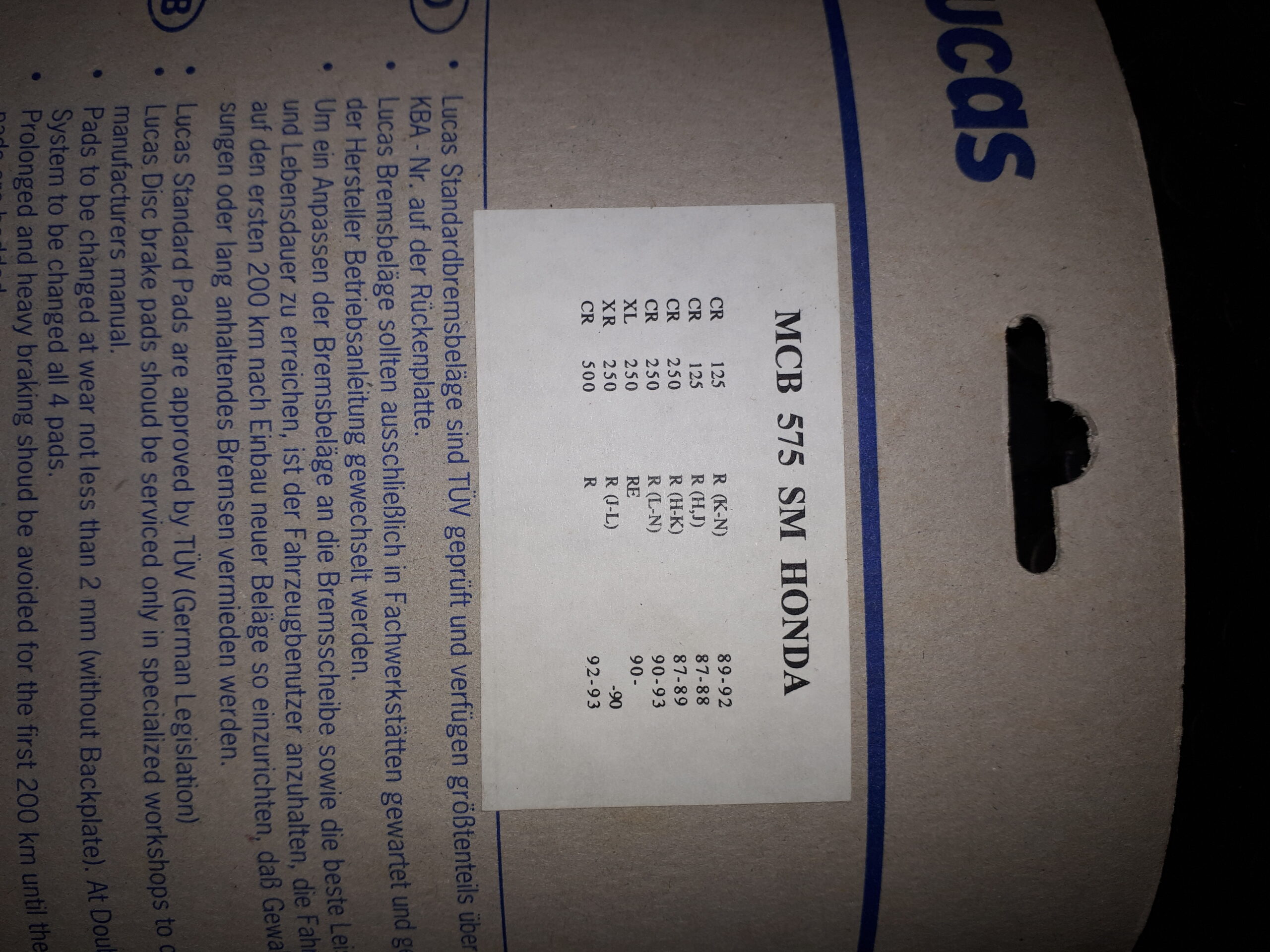 GIRLING MCB575SM OFF ROAD BELAG HONDA