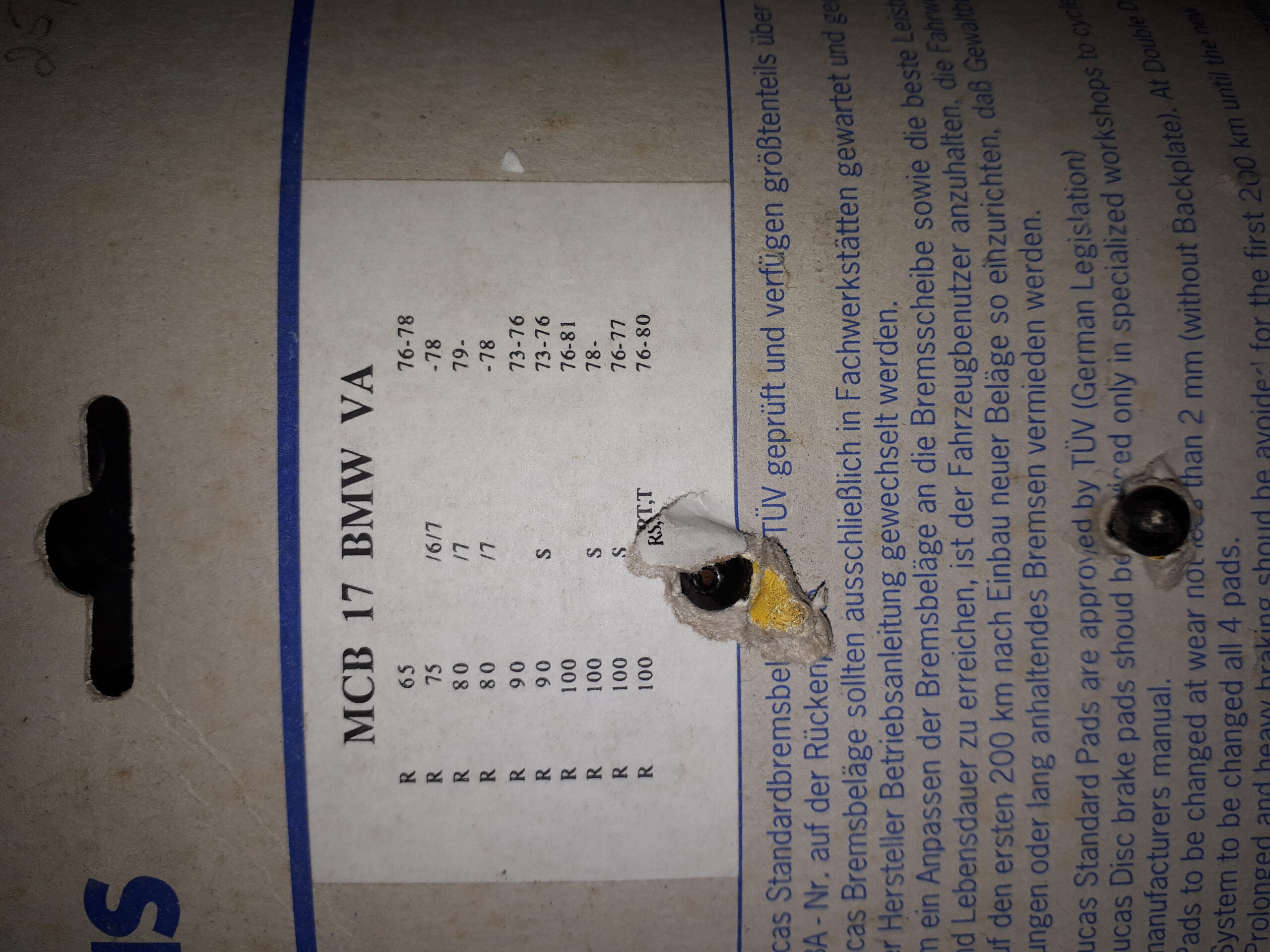 GIRLING MCB 17 , BMW