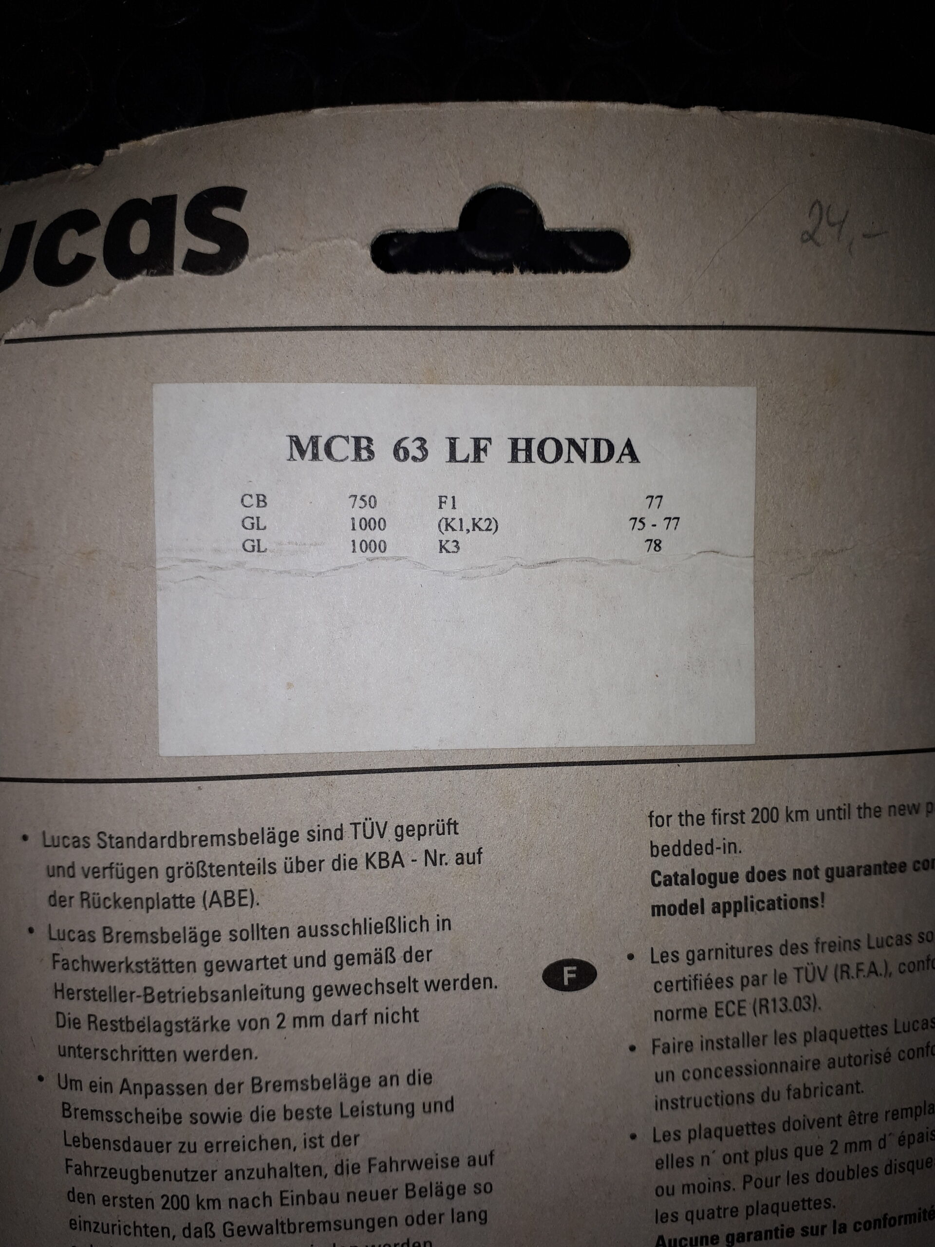 GIRLING MCB 63LF, Honda