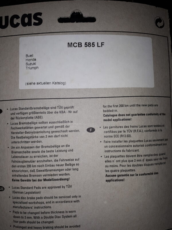 GIRLING MCB 585LF, DIVERSE MASCHINEN