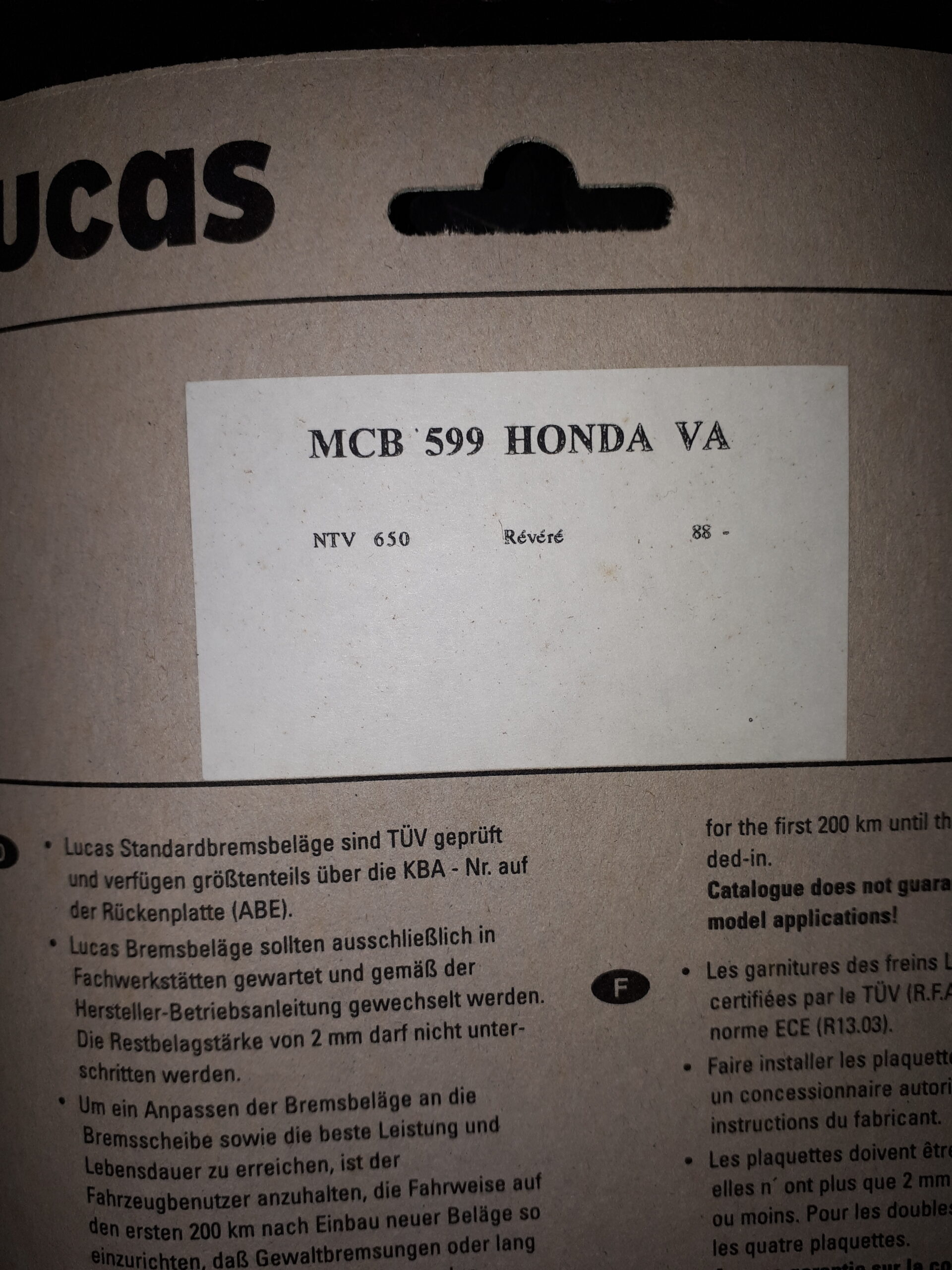 GIRLING MCB599, HONDA