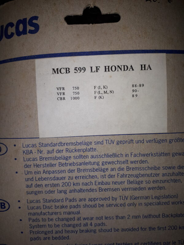 GIRLING MVB599LF, HONDA