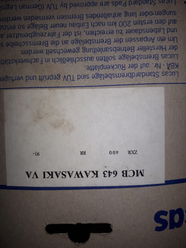 GIRLING MCB643 KAWASAKI ZXR 400RR 91-