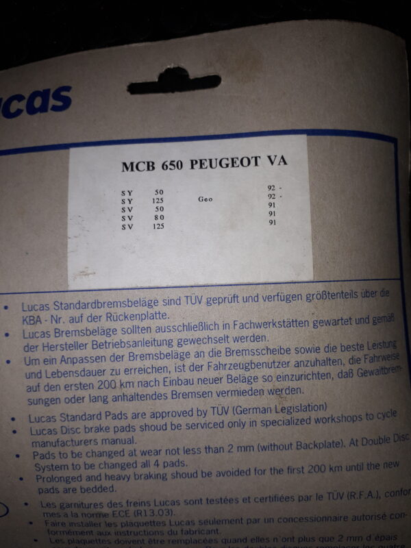 GIRLING MCB650, PEUGEOT
