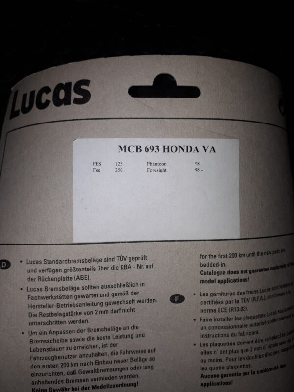 GIRLING MCB693 HONDA