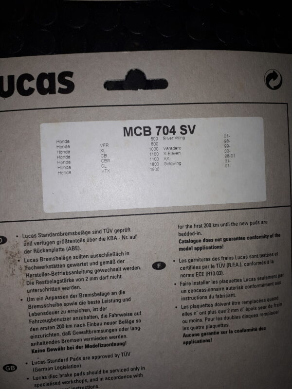 GIRLING MCB704SV HONDA NUR VORDERACHSE