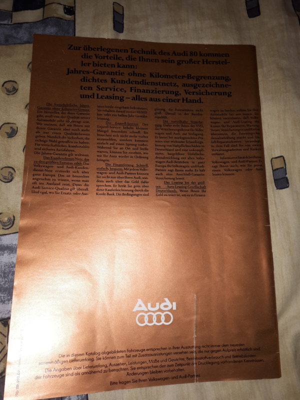 AUDI 80 SEINE KRAFT.SEINE SPARSAMKEIT.SEIN KOMFORT ect. 1/78