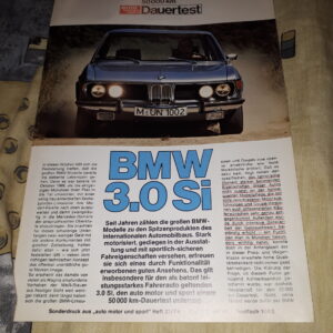 BMW 3.0 Si, 50 000KM AUTO MOTOR SPORT DAUERTEST,SONDERDRUCK HEFT 20/74 PROSPEKTBLATT