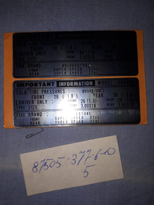 AUFKLEBER CB400T IMPORT INFORMATION
