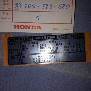 AUFKLEBER CB500T IMPORT INFORMATION