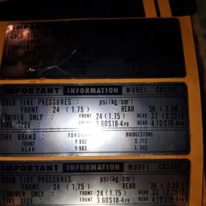 AUFKLEBER CB250T IMPORT INFORMATION  FRONT 24, REAR 36