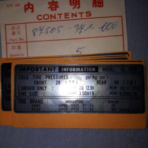 AUFKLEBER GL 1000 IMPORT INFORMATION