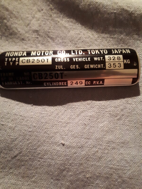 PLATE REG.NUMMER CX500