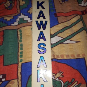 SCHRIFTZUG KAWASAKI LILA/BLAU MIT SCHWARZEM RAND GABELAUFKLEBER