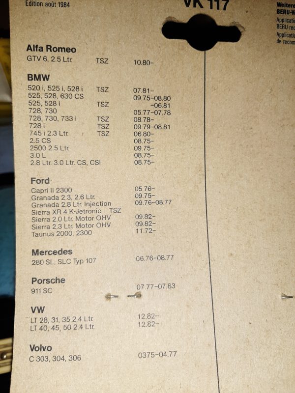 BERU VK 117 VERTEILER KAPPE BMW ECT: