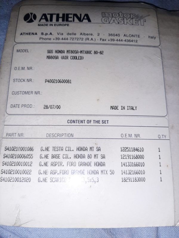 KOPFDICHTSATZ MT80-MTX80C 80-82