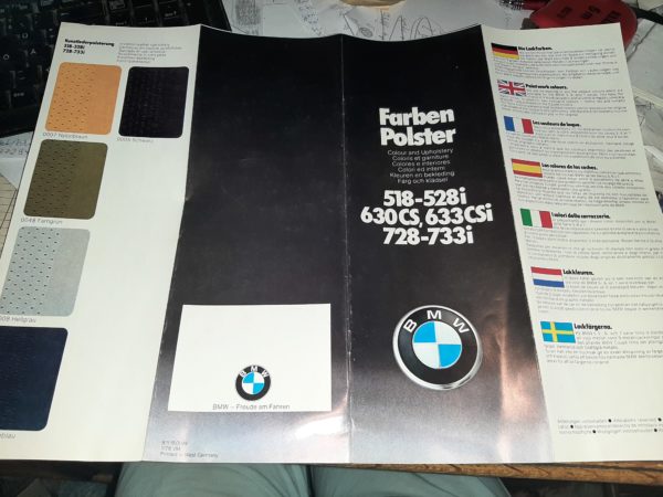 BMW FARBEN POLSTER 518-528i,630CS,633CSi,728-733i, 1/78