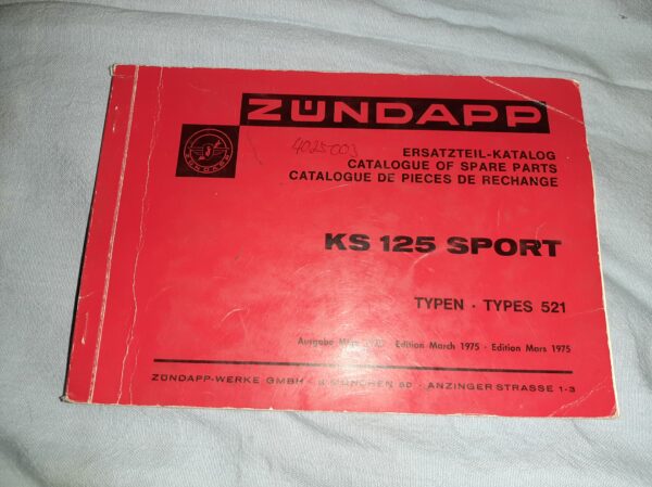 ZÜNDAPP ERSATZTEIL-KATALOG KS 125 SPORT TYPEN 521